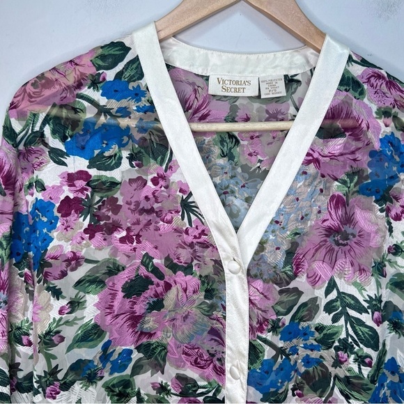 Victoria's Secret Gold Label Vintage Floral Shirt Dress Pajama Pink Size Small - Picture 3 of 15